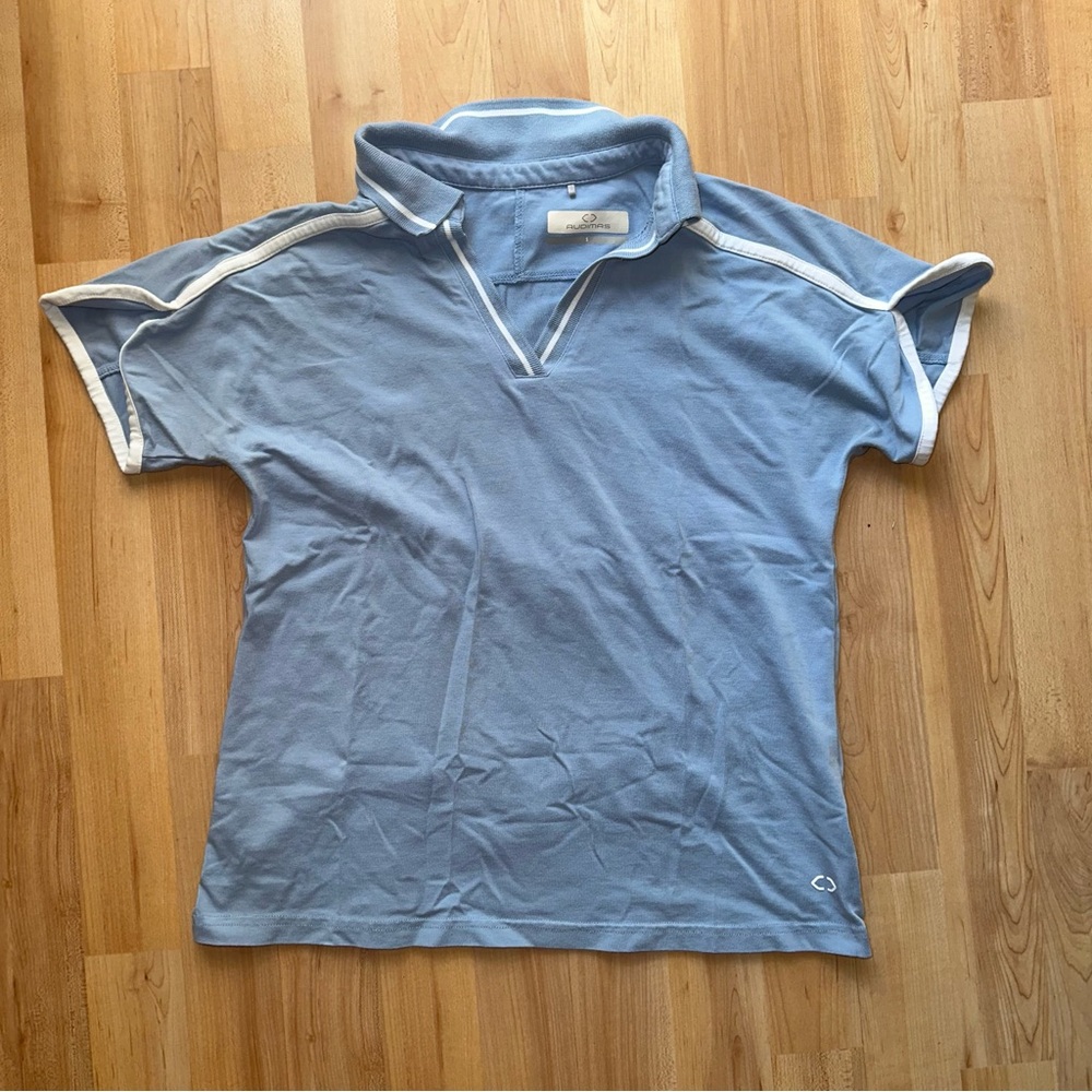 Blue Polo Shirt with White Trim